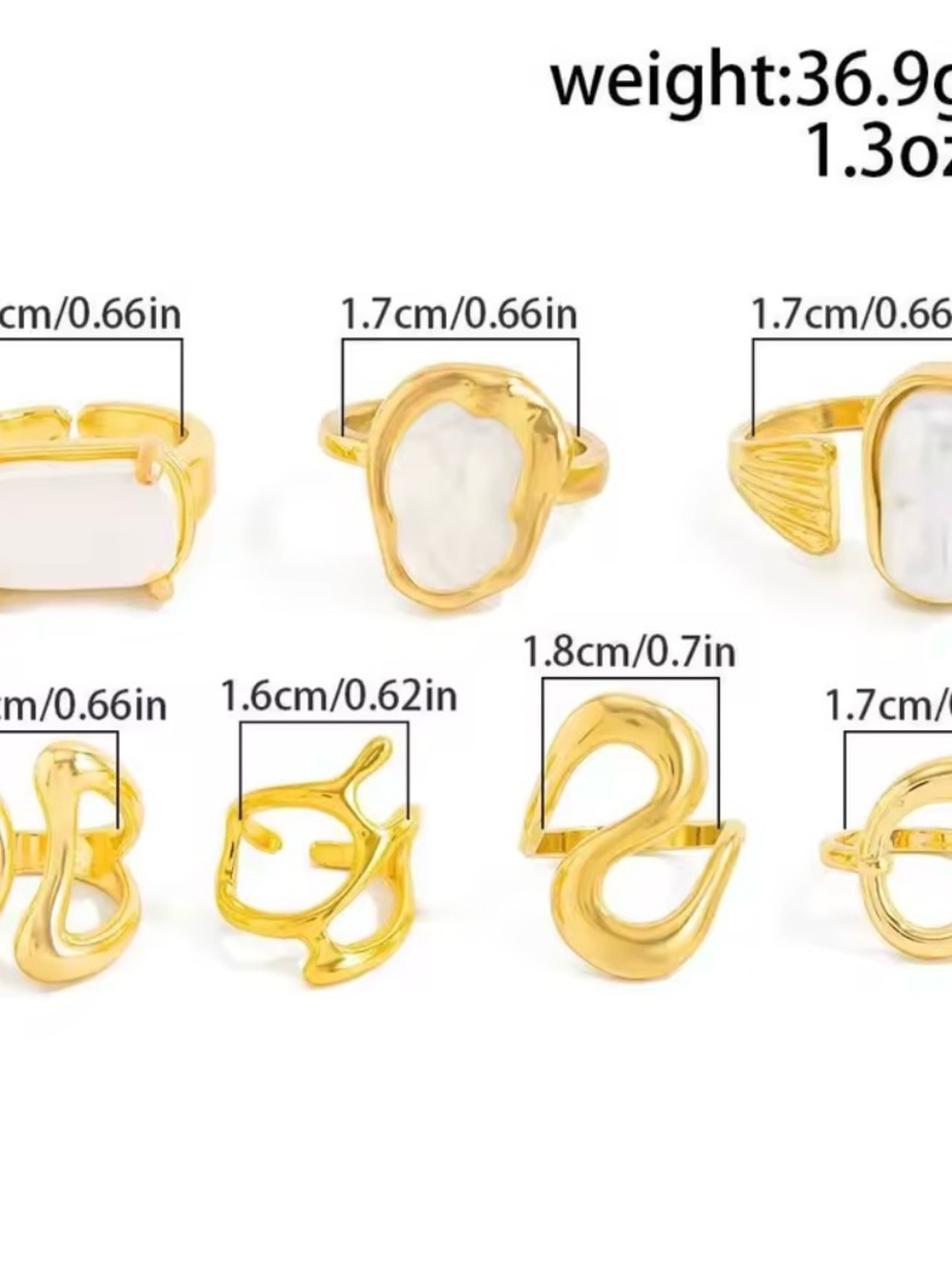 Gold & Pearl Ring Set - Picture 6 of 7